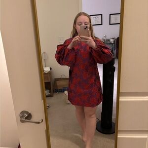 Red & Purple Jacquard Janie Mini Dress